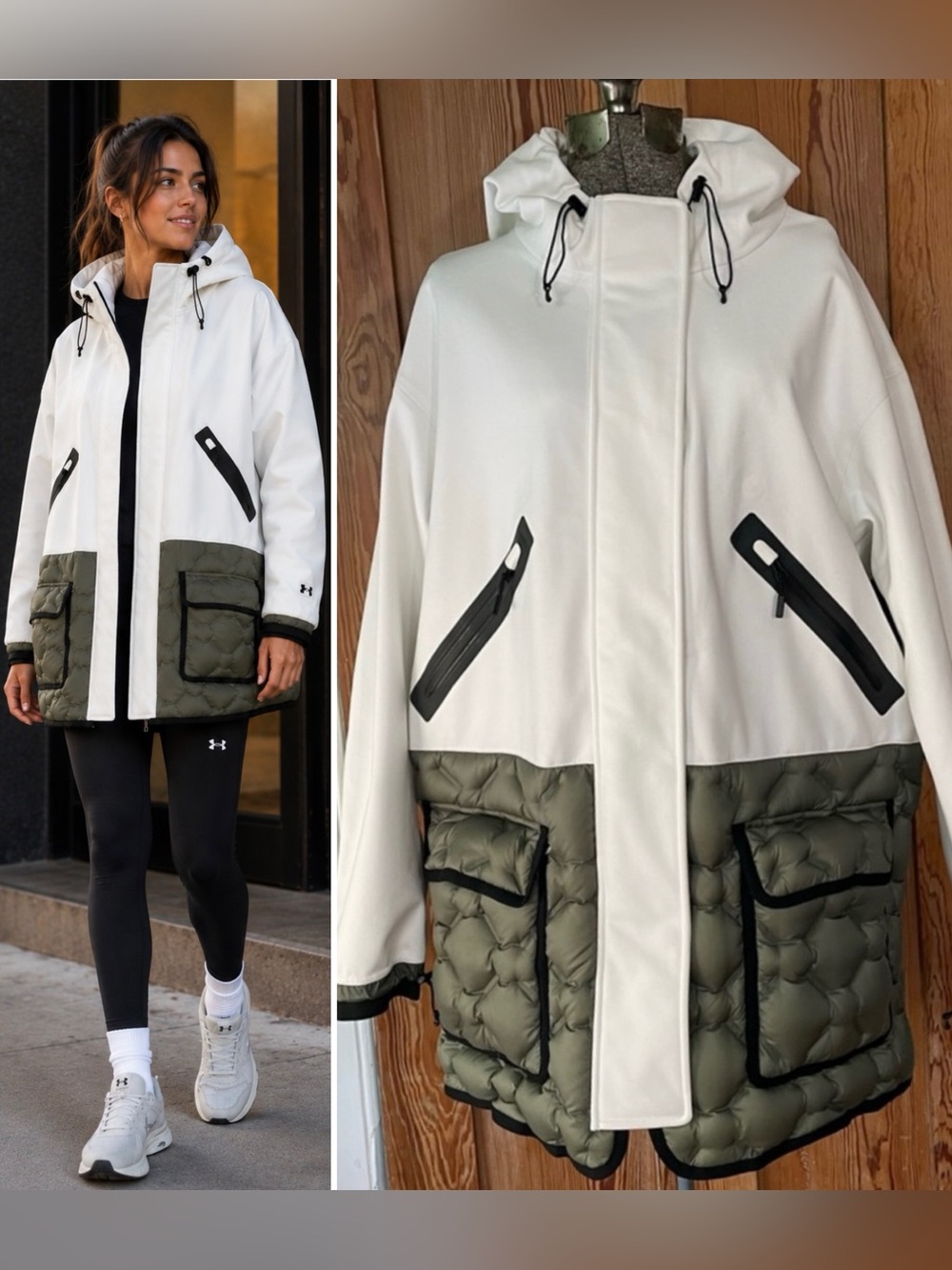 UAS Under Armour Sportswear Colorblock Quilted Technical Parka Jacket Sz M💛🎀